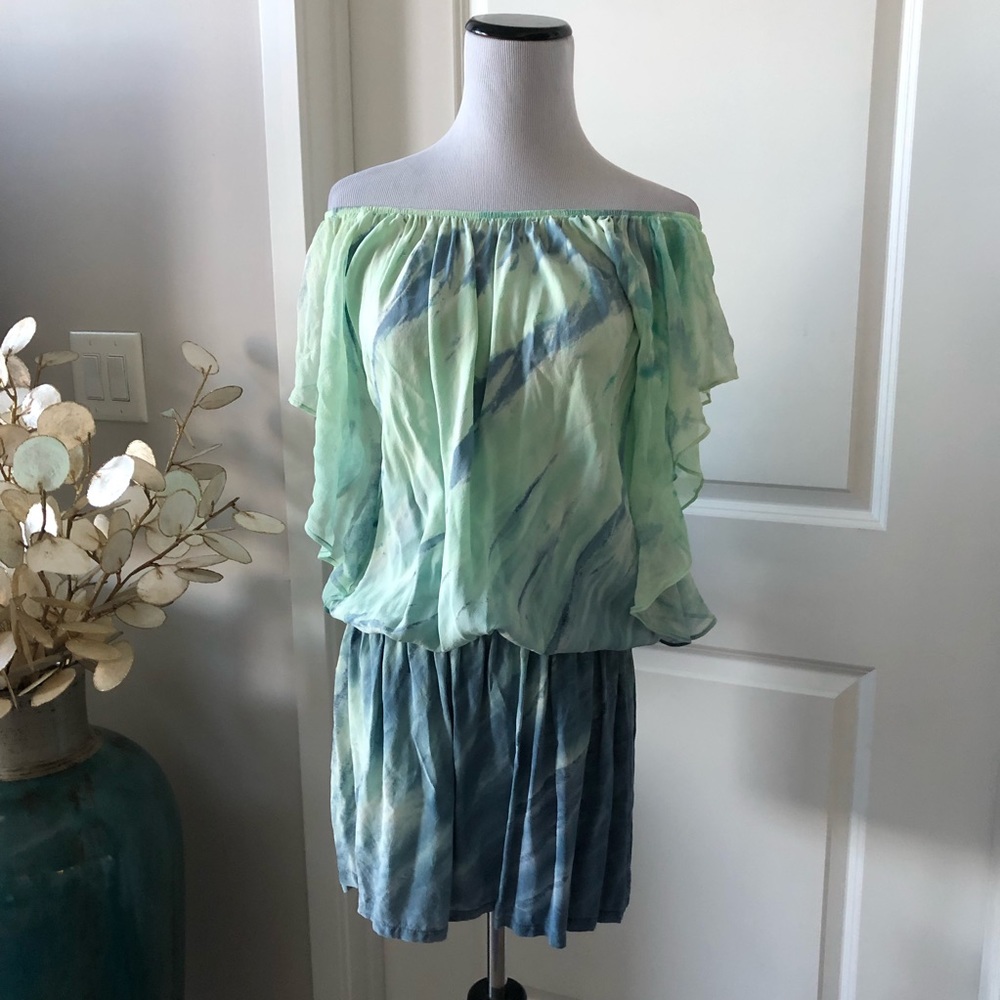 Gypsy 05 silk teal tie dye dress XS